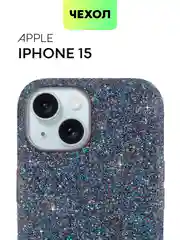 Синий чехол для iPhone 15 14 13 Pro Max Plus блестящий BROSCORP, пластиковый, с силиконом