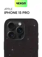 Черный чехол для iPhone 15 14 13 Pro Max Plus блестящий BROSCORP, пластиковый, с силиконом