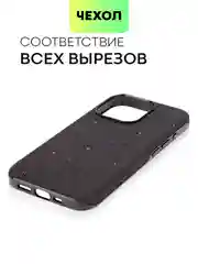 Черный чехол для iPhone 15 14 13 Pro Max Plus блестящий BROSCORP, пластиковый, с силиконом