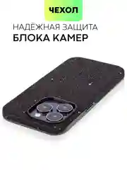 Черный чехол для iPhone 15 14 13 Pro Max Plus блестящий BROSCORP, пластиковый, с силиконом