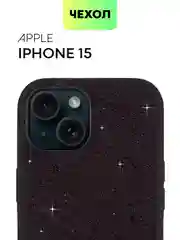 Черный чехол для iPhone 15 14 13 Pro Max Plus блестящий BROSCORP, пластиковый, с силиконом