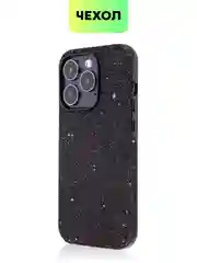 Черный чехол для iPhone 15 14 13 Pro Max Plus блестящий BROSCORP, пластиковый, с силиконом