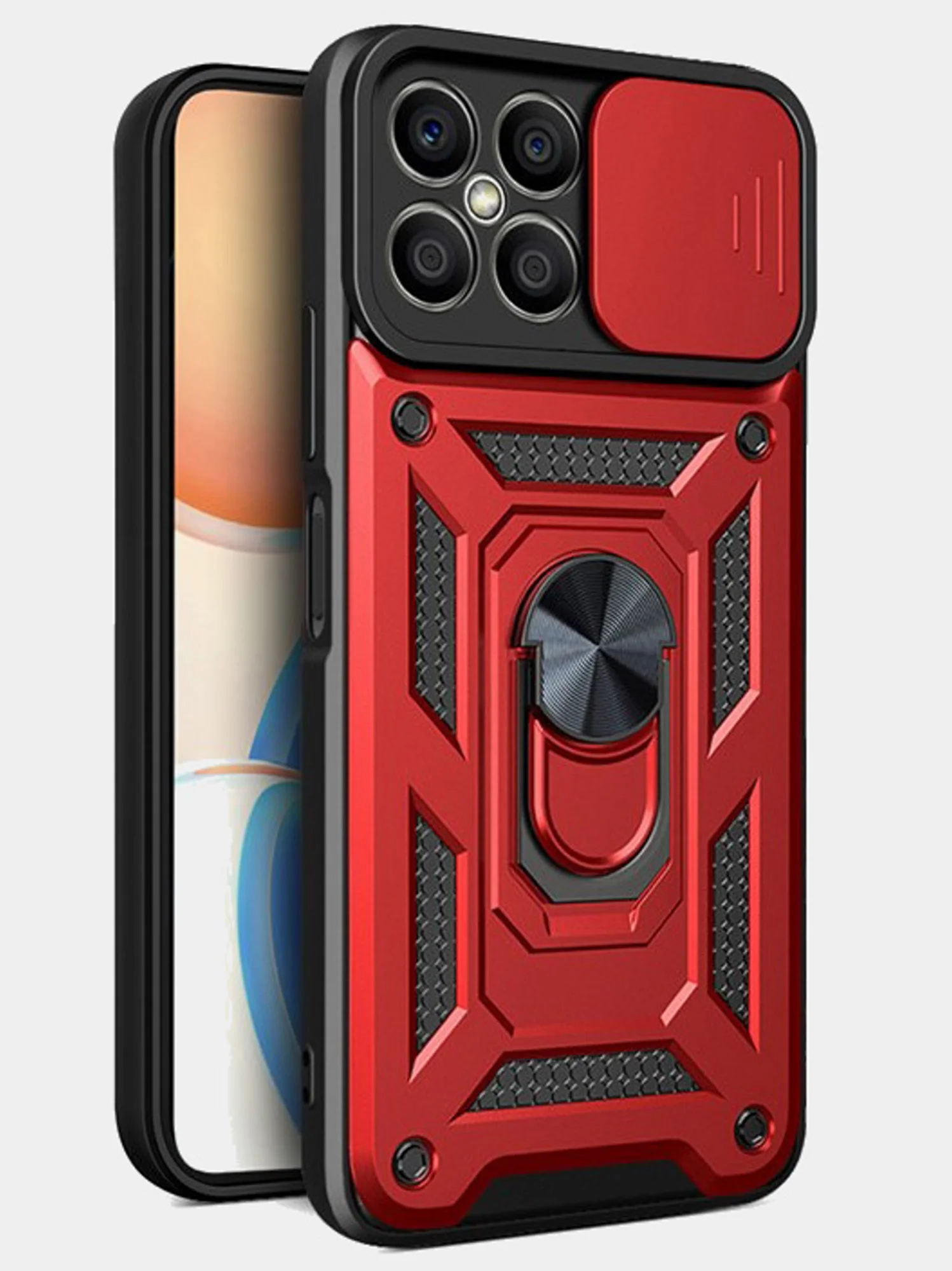Красный чехол противоударный armors для Honor X8 4G (TFY-LX1) / Хонор Х8 4G с защитой камеры