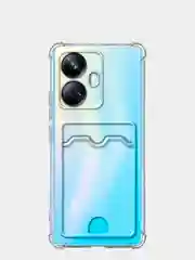 Прозрачный противоударный чехол для Realme 10 Pro Plus силиконовый BROSCORP с карманом для карт, углы