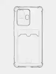 Прозрачный противоударный чехол для Realme 10 Pro Plus силиконовый BROSCORP с карманом для карт, углы