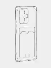 Прозрачный противоударный чехол для Realme 10 Pro Plus силиконовый BROSCORP с карманом для карт, углы