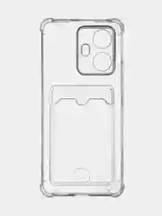 Прозрачный противоударный чехол для Realme 10 Pro Plus силиконовый BROSCORP с карманом для карт, углы