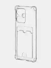 Прозрачный противоударный чехол для Realme 10 Pro Plus силиконовый BROSCORP с карманом для карт, углы