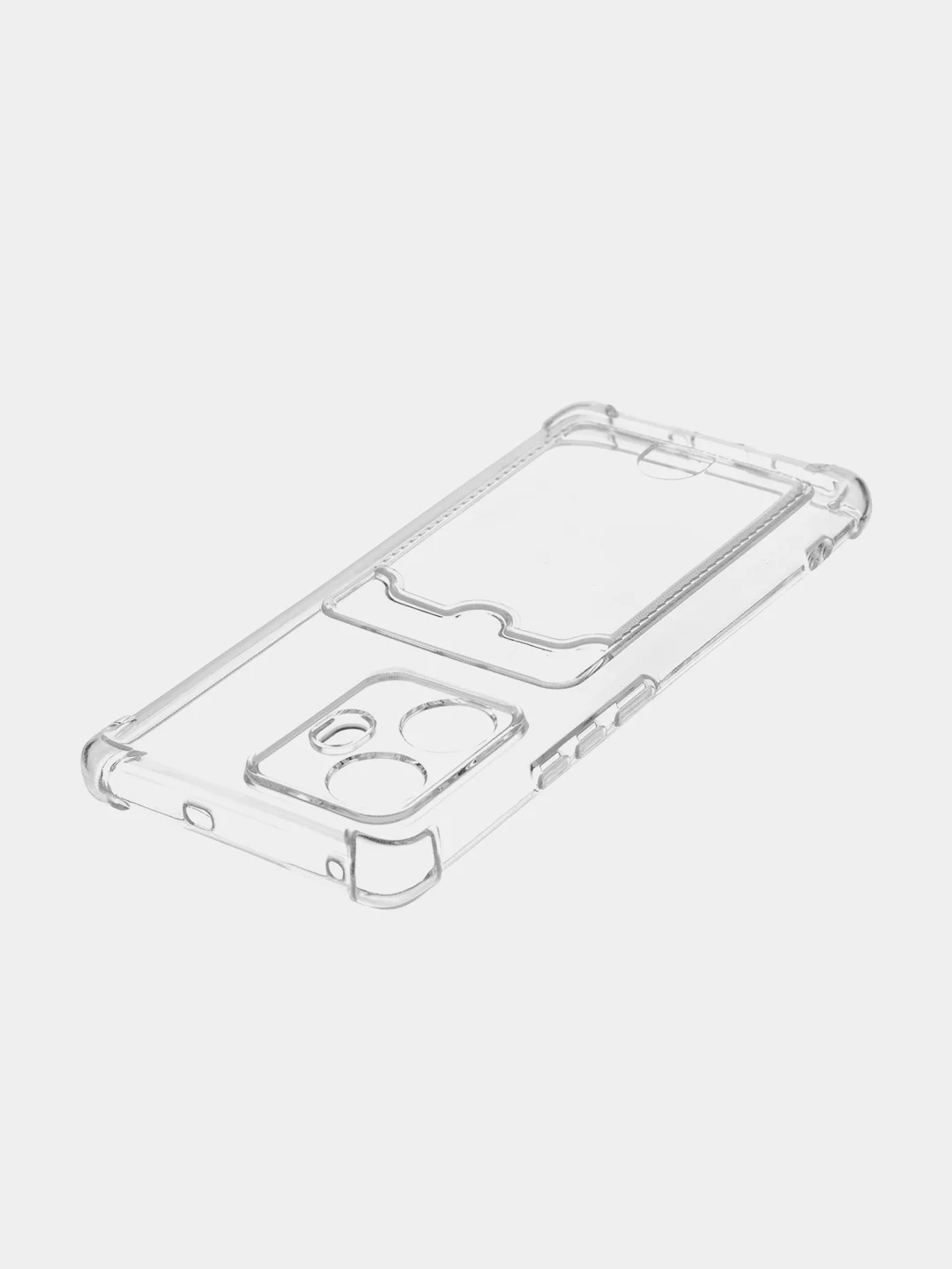 Прозрачный противоударный чехол для Realme 10 Pro Plus силиконовый BROSCORP с карманом для карт, углы