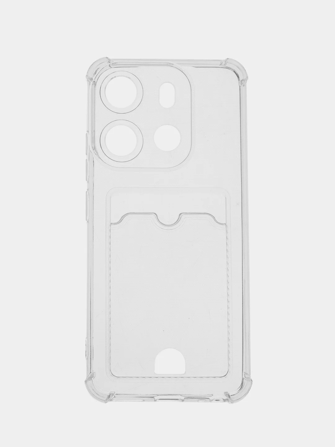 Прозрачный чехол для Tecno Spark Go 2023 (Спарк Гоу 2023), с карманом для карт, прозрачный