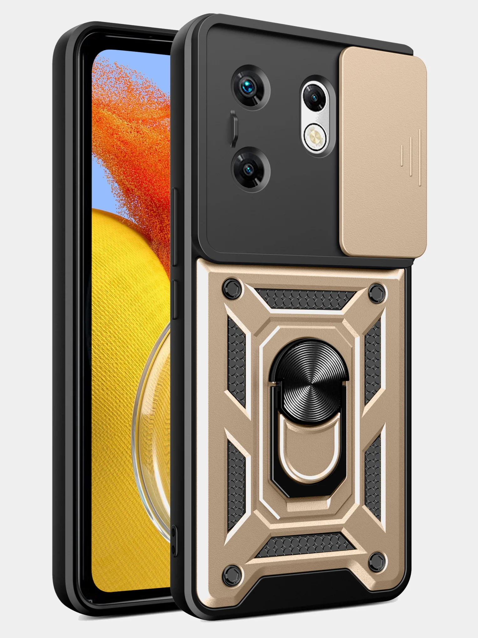 Золотой чехол противоударный armors для Infinix Zero 30 4G / Инфиникс Зеро 30 4G с защитой камеры