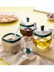 Прозрачный набор емкостей для хранения специй / специй на подносе / набор банок для сыпычих продуктов