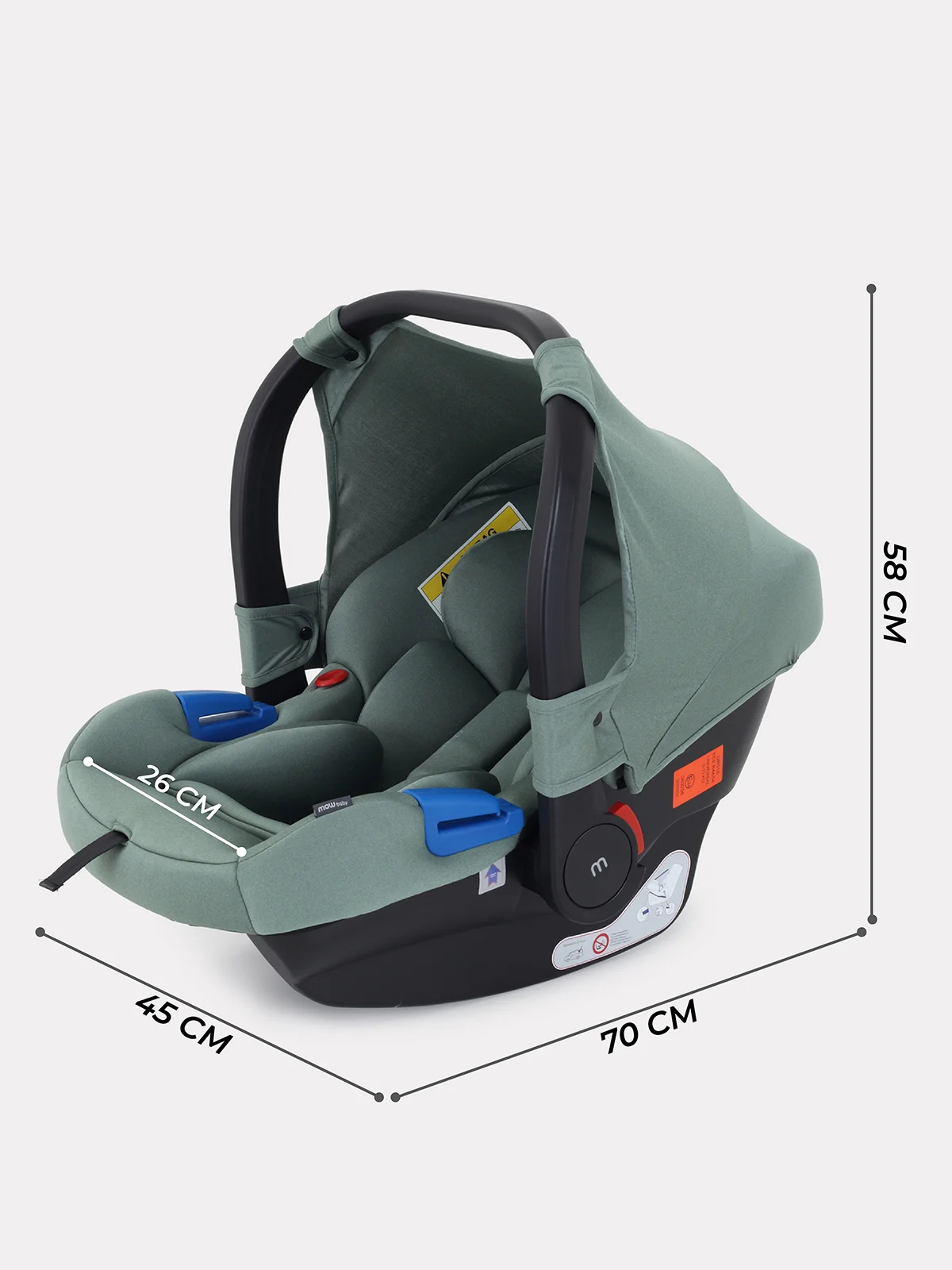 Зеленый автокресло MOWBaby UB516 STEP, группа 0+ (0-13 кг)
