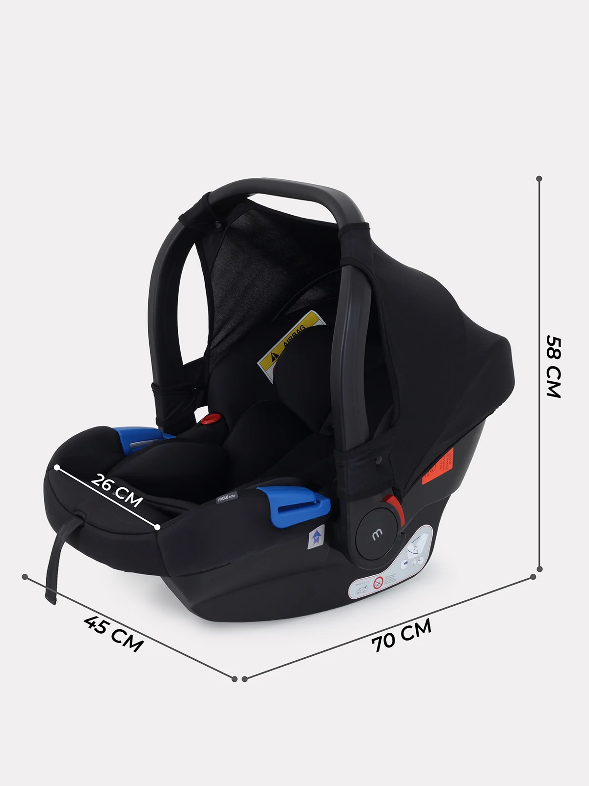 Черный автокресло MOWBaby UB516 STEP, группа 0+ (0-13 кг)