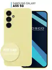 Светло-жёлтый чехол для Samsung Galaxy A55 5G силиконовый ROSCO матовый с мягкой подкладкой- микрофиброй