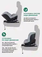 Серый автокресло MOWBaby AY959 Pro "STAGE" isofix (40-150см)