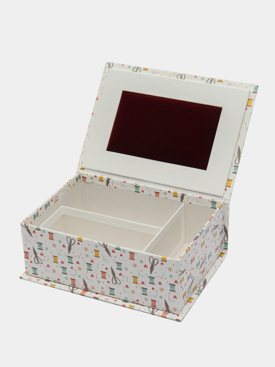 Шкатулка для рукоделия средняя, 205 x 145 х 75 мм. "Ножницы", белый
