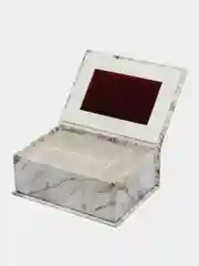 Шкатулка для рукоделия средняя, 205 x 145 x 75 мм. "Мрамор", белый