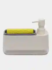 Черный de.home Двойной диспенсер для моющего средства и дозатор для жидкого мыла, с губкой