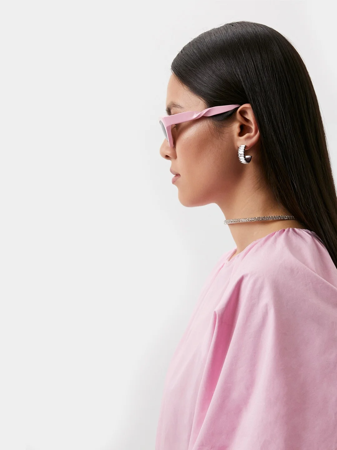 Розовый солнцезащитные очки Eyewear Twist в оправе кошачий глаз Итальянского дизайна
