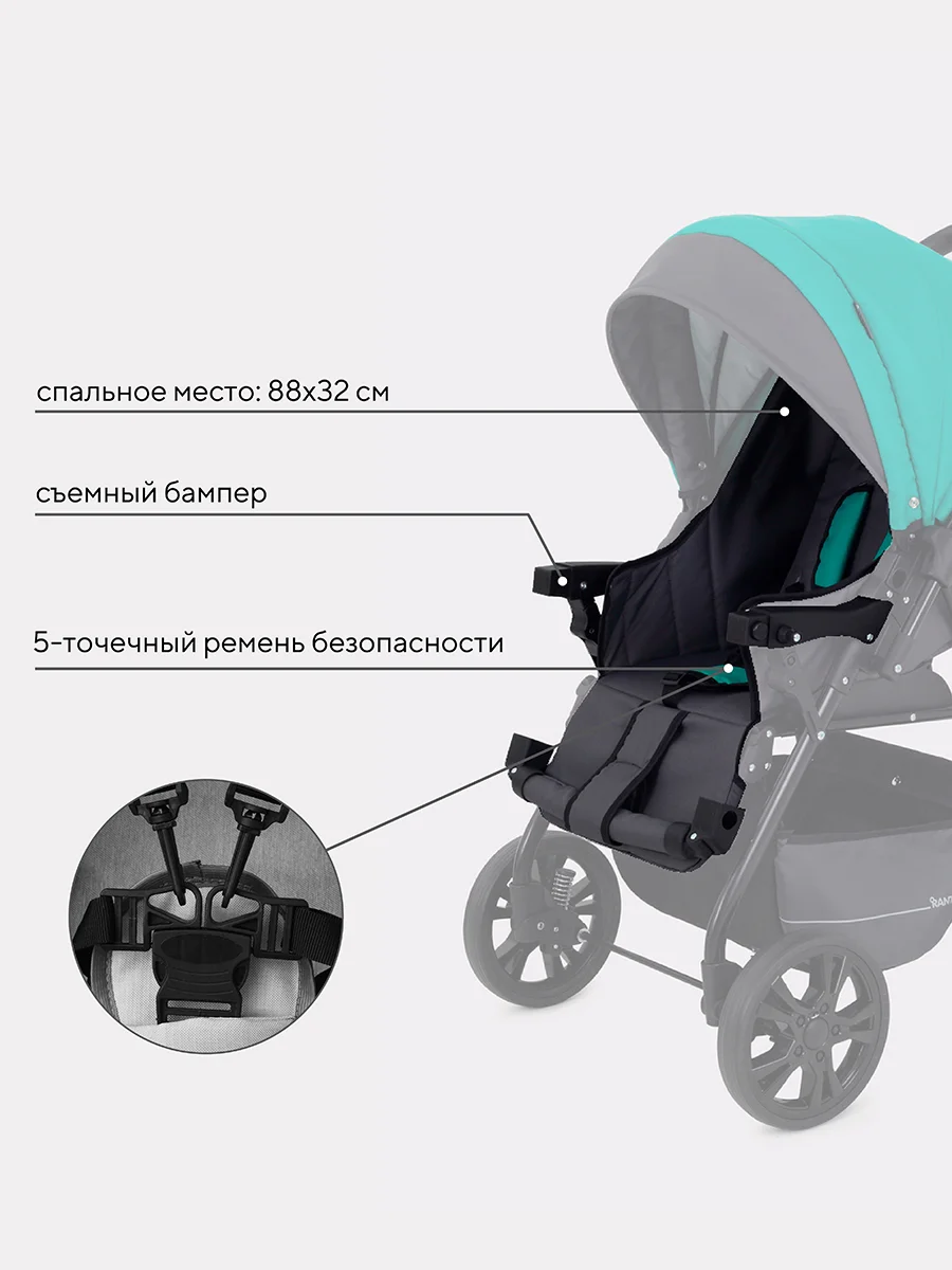 Зеленый коляска детская RANT basic "RIVA" PW