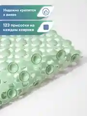 Бирюзовый коврик для ванны на присосках "Комфорт" 36х65 см, ВИЛИНА