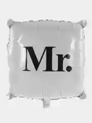 Белый фольгированный шар на свадьбу и девичник "Mr./&/Mrs.", 45см