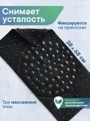 Черный коврик для ванны на присосках "Лужайка" 38х68 см, ВИЛИНА