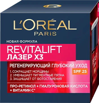 Антивозрастной дневной крем для лица Loreal Paris Revitalift против морщин, SPF 25, 50 мл