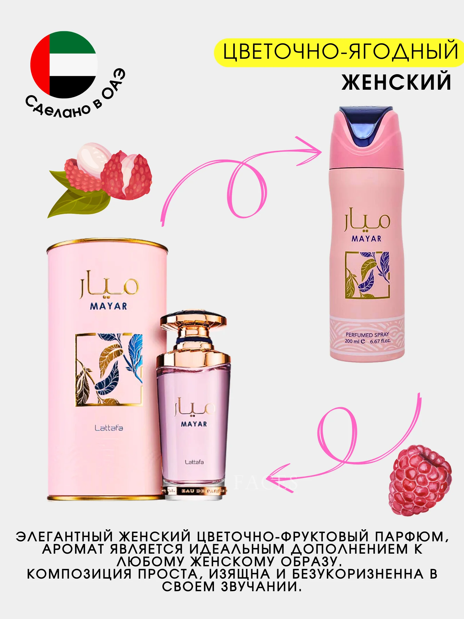 Розовый дезодорант женский, парфюмированный с ароматами известных брендов, 200 мл