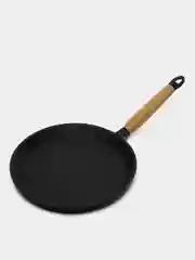 Сковорода блинная чугунная литая с деревянной ручкой для блинов Камская посуда
