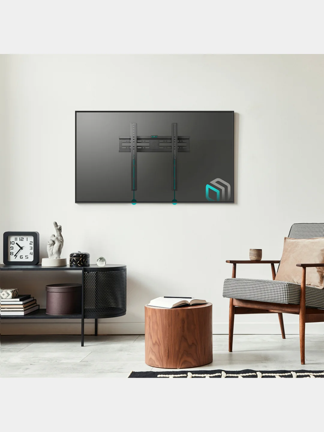 Черный кронштейн для телевизора 32"-65" ONKRON NN24, фиксированный, до 50 кг, черный