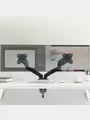 Черный кронштейн для двух мониторов 13"-32" Onkron G160 настольный, 2 по 8 кг, газлифт