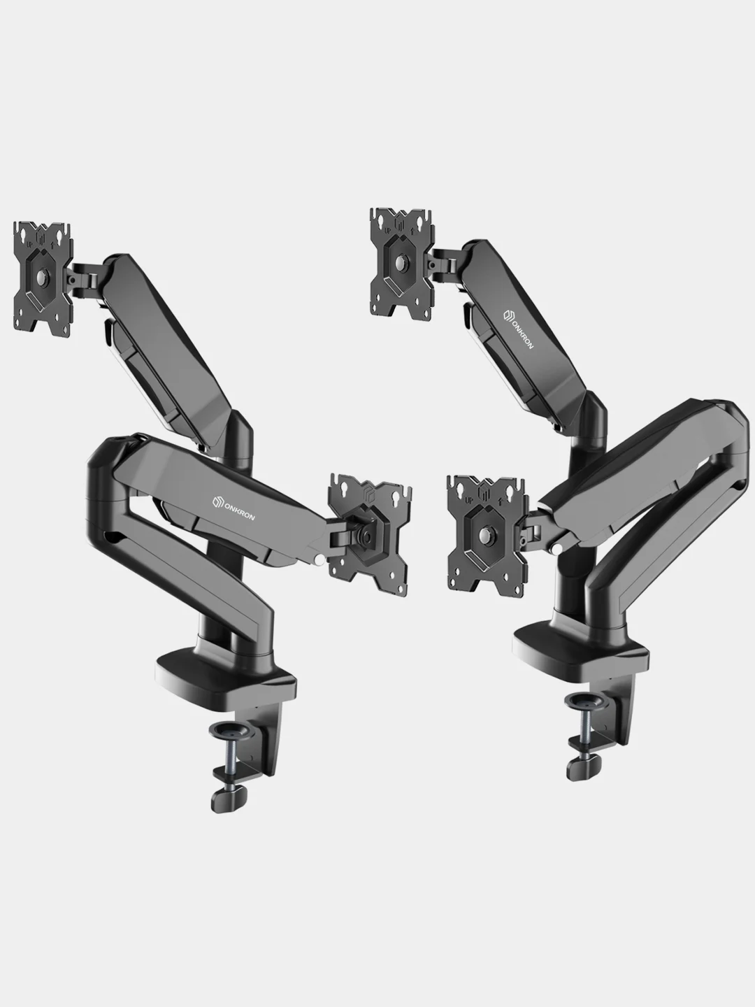 Черный кронштейн для двух мониторов 13"-32" Onkron G160 настольный, 2 по 8 кг, газлифт