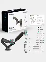 Черный кронштейн для двух мониторов 13"-32" Onkron G160 настольный, 2 по 8 кг, газлифт