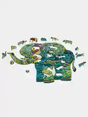 Деревянный фигурный пазл Active Puzzles "Тропический слон", 38х33 см, 190 деталей