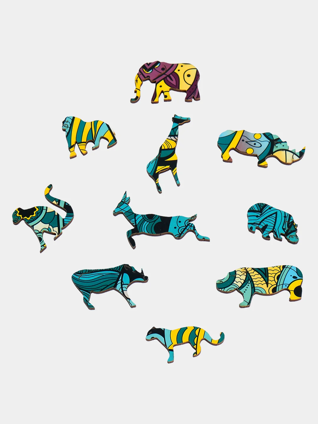 Деревянный фигурный пазл Active Puzzles "Тропический слон", 38х33 см, 190 деталей