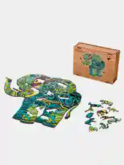 Деревянный фигурный пазл Active Puzzles "Тропический слон", 38х33 см, 190 деталей