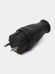 Вилка прямая с заземлением каучук 16А IP44 черная IN HOME