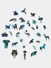 Деревянный фигурный пазл Active Puzzles "Дикий тигр (синий)", 39х24 см, 190 деталей