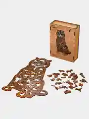 Деревянный фигурный пазл Active Puzzles "Дикий тигр (коричневый)", 39х24 см, 190 деталей