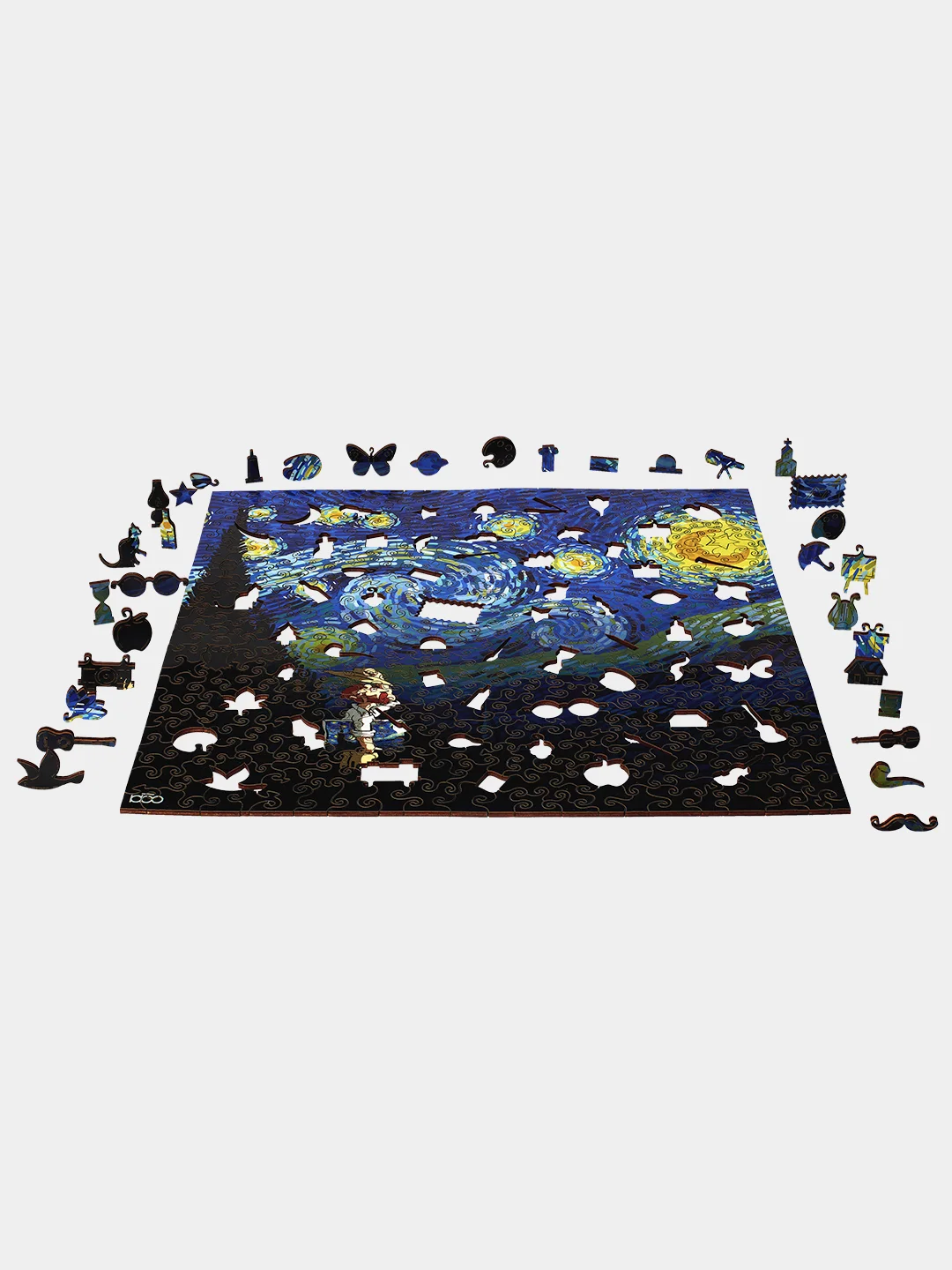 Деревянный фигурный пазл Active Puzzles "Ван Гог. Звёздная ночь", 40х40 см, 458 деталей