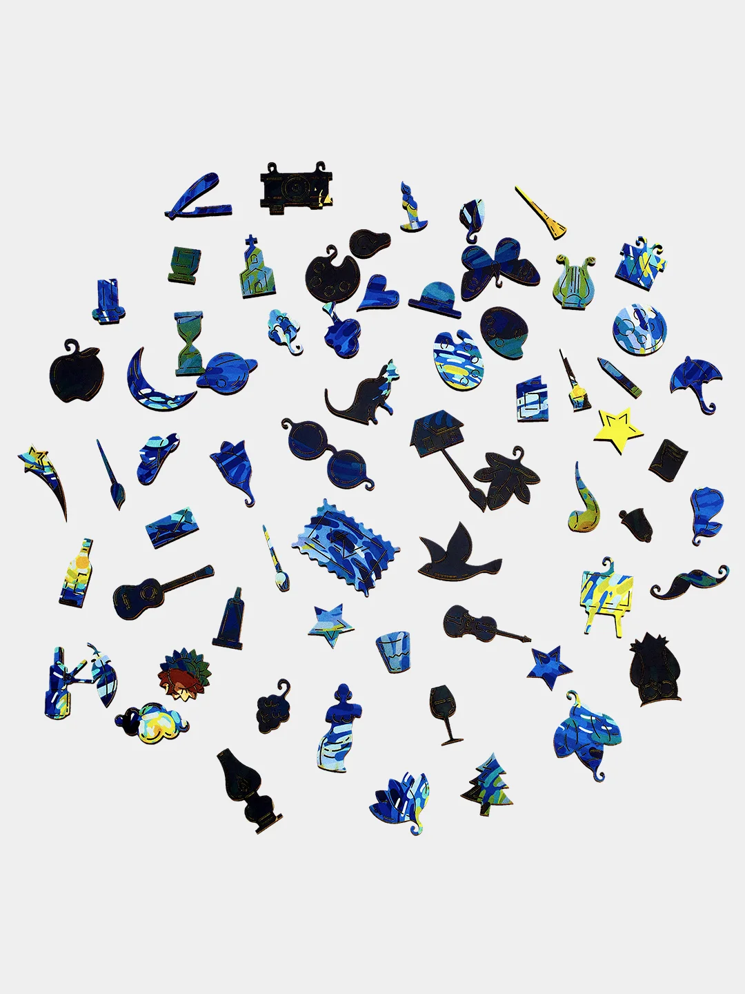 Деревянный фигурный пазл Active Puzzles "Ван Гог. Звёздная ночь", 40х40 см, 458 деталей