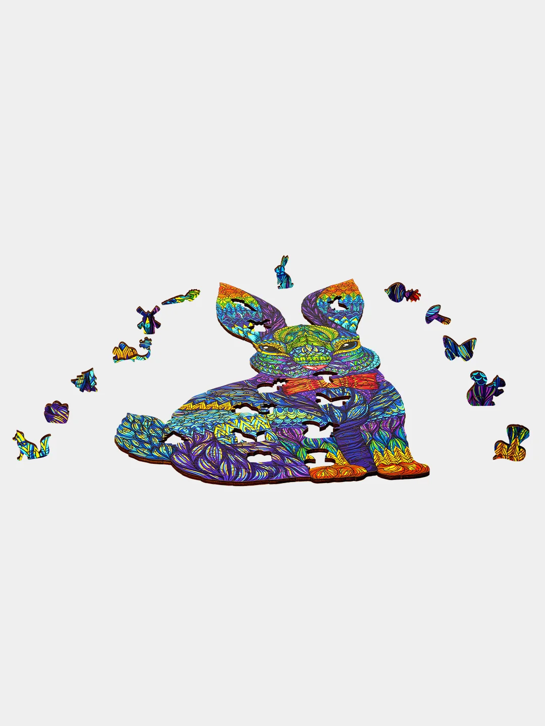 Деревянный фигурный пазл Active Puzzles "Мистер кролик (цветной)", 41х24 см, 200 деталей