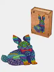 Деревянный фигурный пазл Active Puzzles "Мистер кролик (цветной)", 41х24 см, 200 деталей