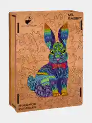 Деревянный фигурный пазл Active Puzzles "Мистер кролик (цветной)", 41х24 см, 200 деталей