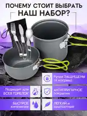 Походный туристический набор посуды для пикника и отдыха