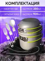Походный туристический набор посуды для пикника и отдыха