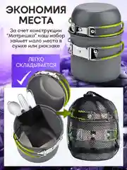 Походный туристический набор посуды для пикника и отдыха