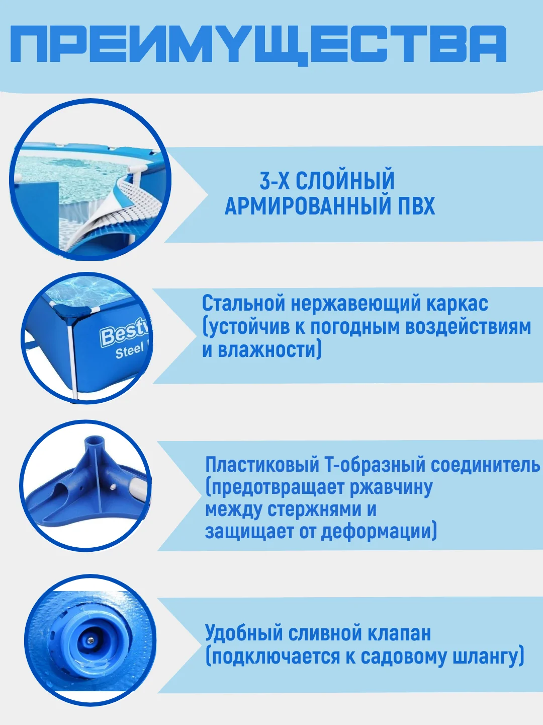 Каркасный бассейн Bestway Steel Pro 56403 259х170х61 см